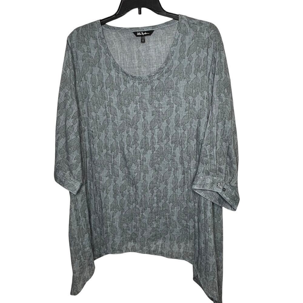 Ulla Popken Crinkle Lightweight Cool Comfy Blue Gray Lagenlook Top Size 20/22